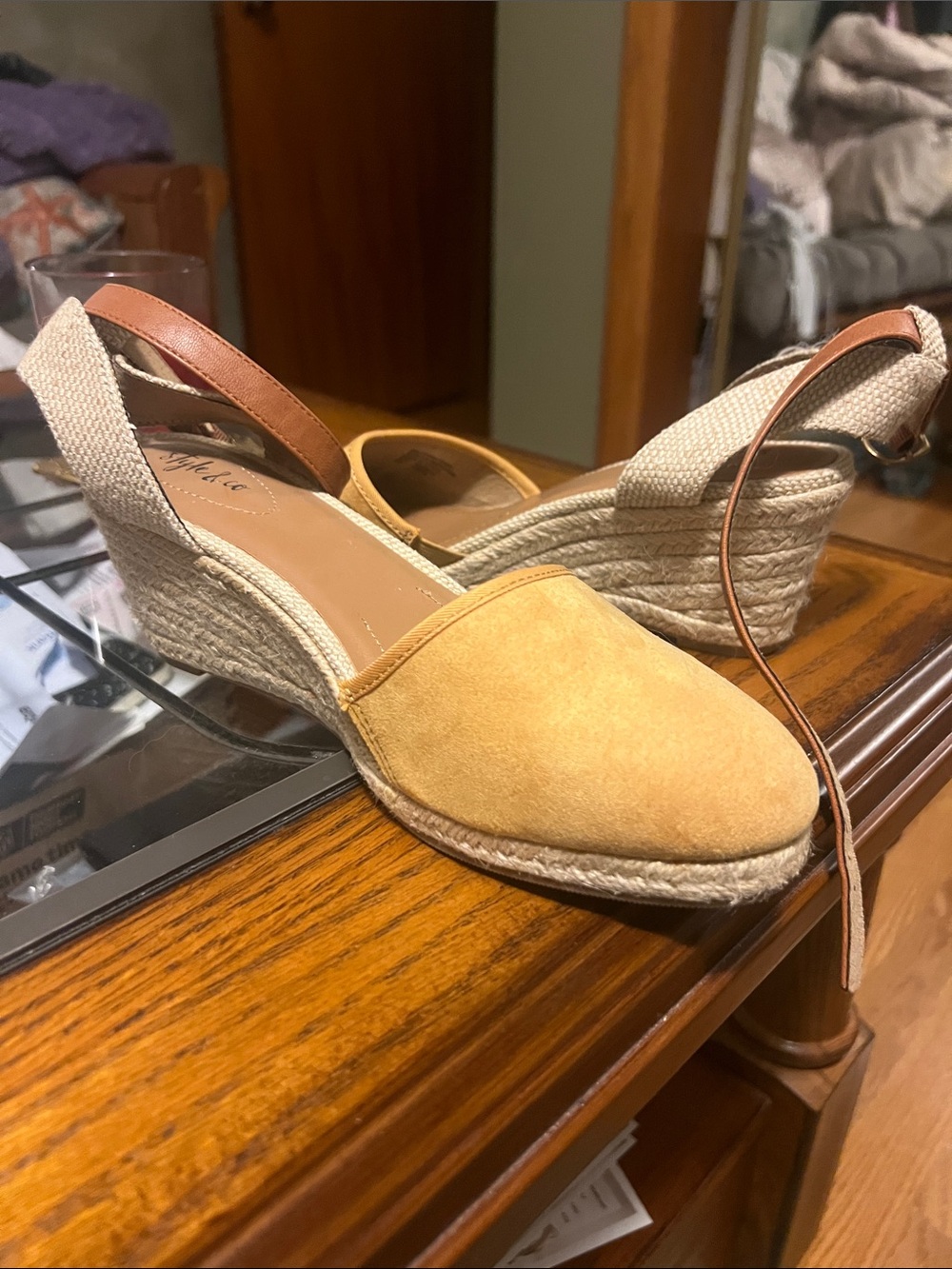 Style & Co. Yellow Suede Espadrille Wedge Slingback